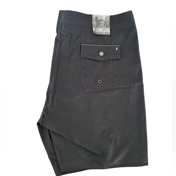 NWT LinkSoul Men’s Boardwalker Golf Short Hybrid Swim Land & Sea Black-Size 35” - Picture 2 of 7